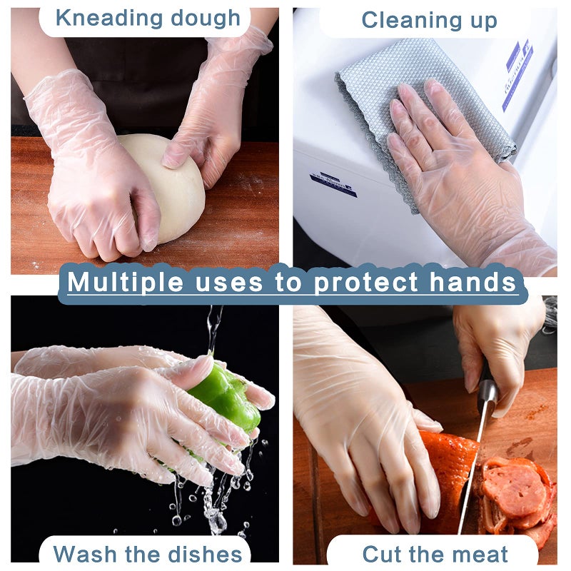 PEIPU Vinyl Disposable Gloves (Medium  100-Pack) Powder Free  Cleaning Service Gloves  Latex Free - Image 4